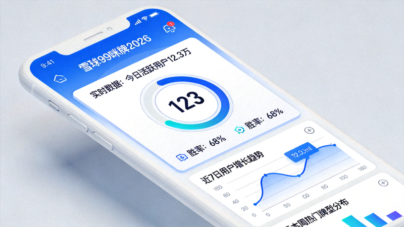 雪球99咪牌2026App界面展示，包含实时数据统计和趋势分析